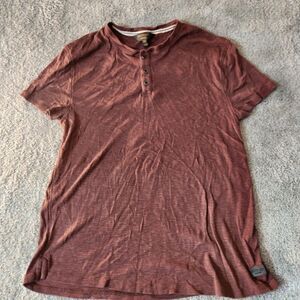 Outpost Makers By Buckle Mens Shirt Size Medium Brown 3 Button Short Sleeve